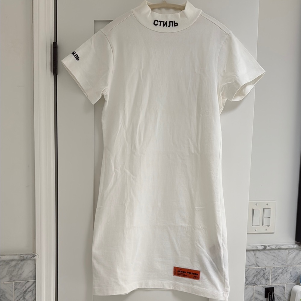 Heron Preston White Tee with Orange Label